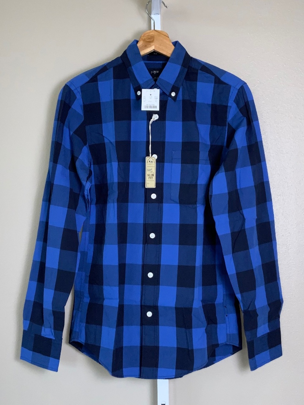 J. Crew Factory Gingham Buffalo Check Slim Washed Button Down Oxford Shirt